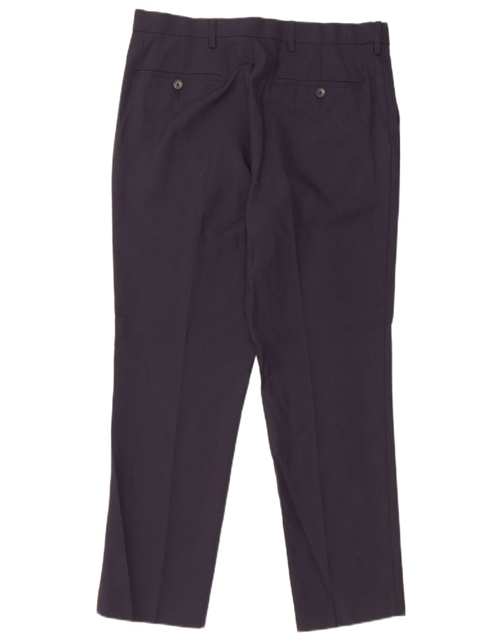 Pantaloni chino slim da uomo Marks & Spencer W32 L29 poliestere blu navy
