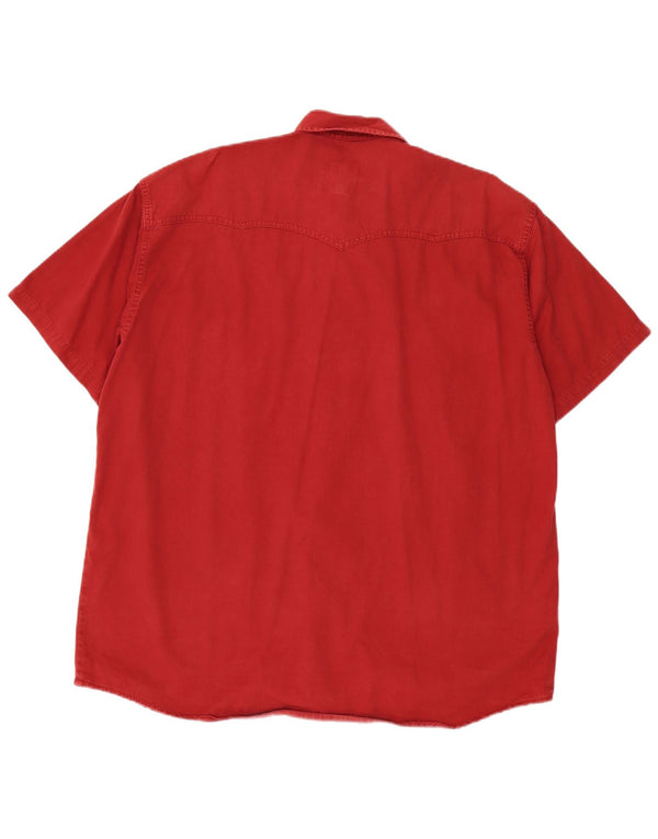 Camicia di jeans a maniche corte da uomo vintage XL in cotone bordeaux