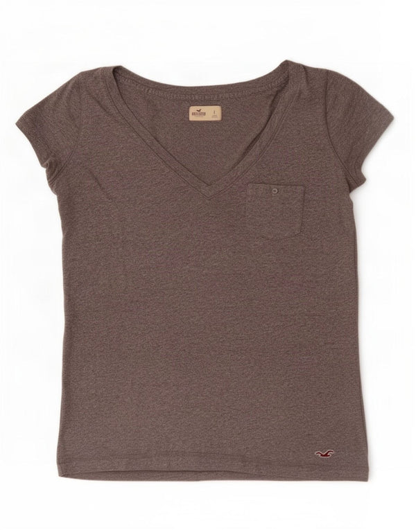 Hollister Womens T-Shirt Top UK 16 Large Grey Cotton