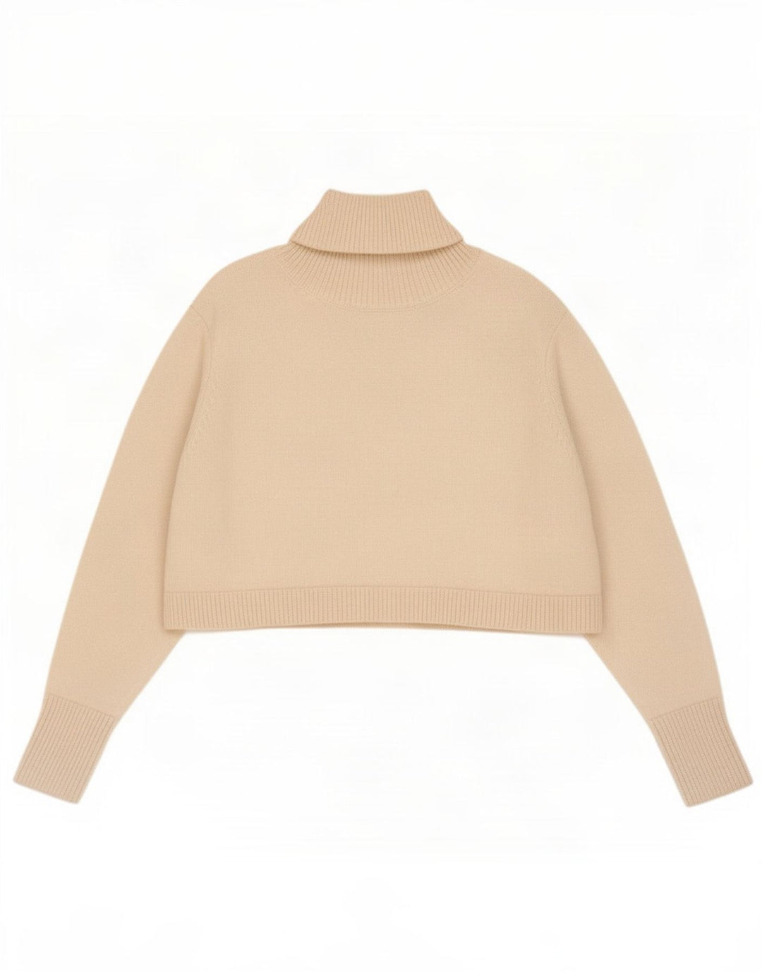 Maglione corto a collo alto oversize corto da donna Zara UK 10 piccolo bianco sporco