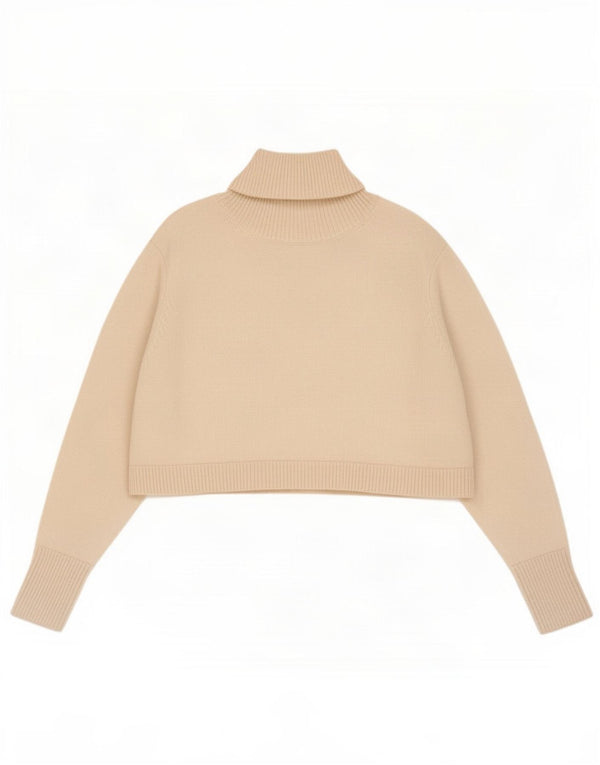 Maglione corto a collo alto oversize corto da donna Zara UK 10 piccolo bianco sporco
