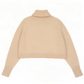 Maglione corto a collo alto oversize corto da donna Zara UK 10 piccolo bianco sporco