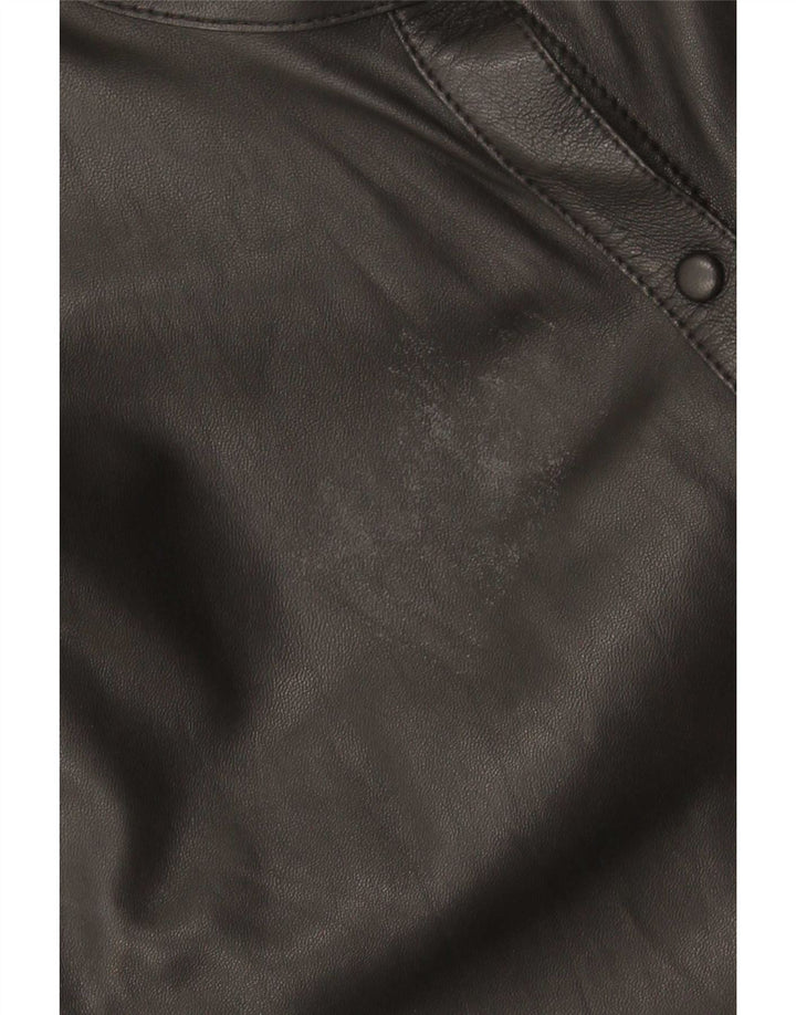 Camicia in pelle oversize da donna Massimo Dutti UK 6 XS Pelle nera