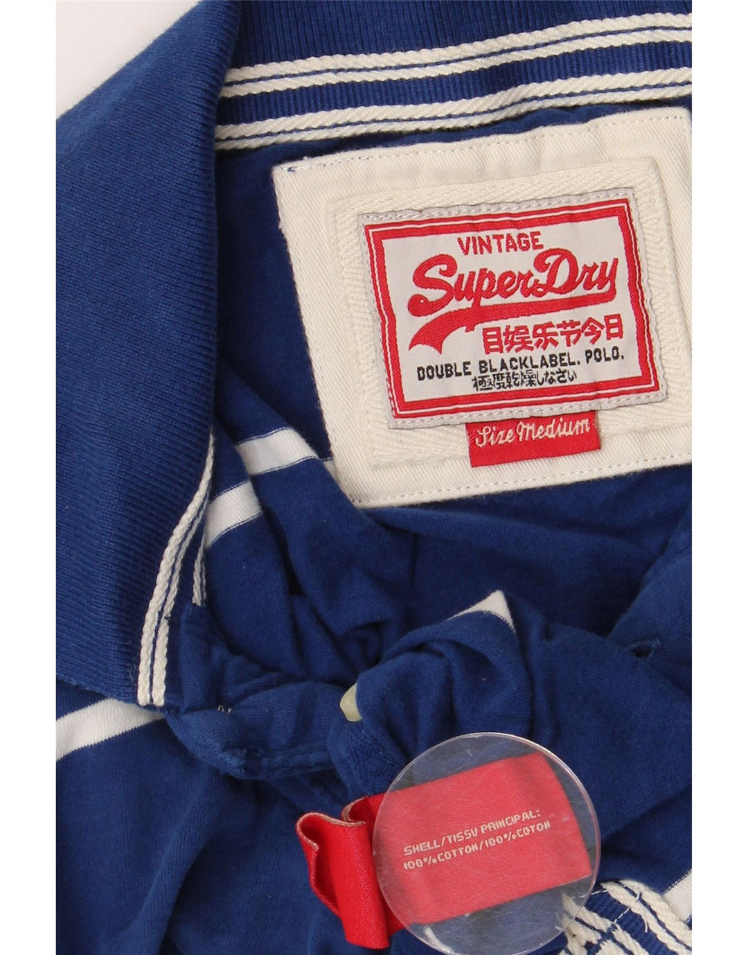 Polo grafica da uomo SUPERDRY in cotone a righe blu medio