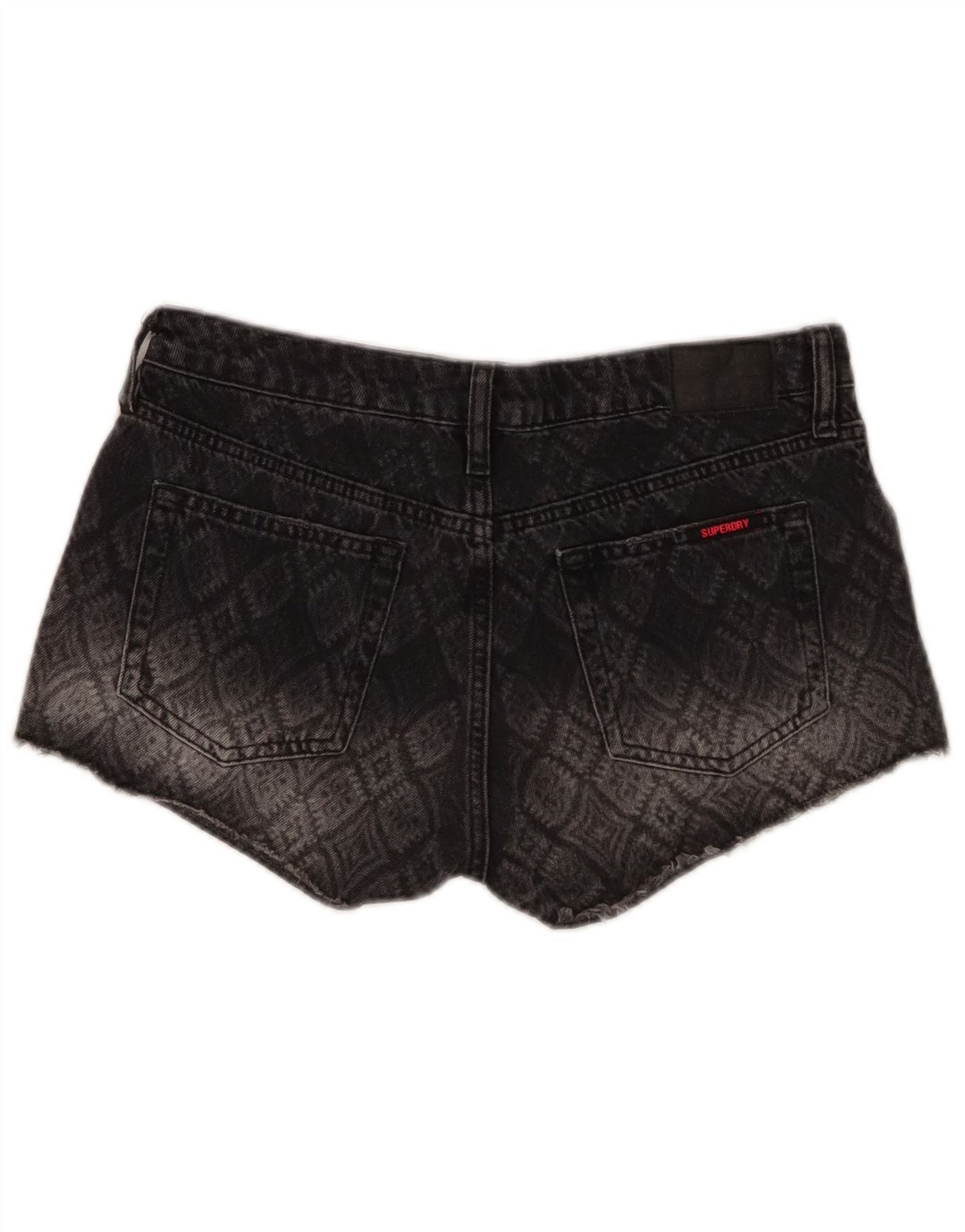 Pantaloncini di jeans da donna Superdry W29 cotone geometrico grigio medio