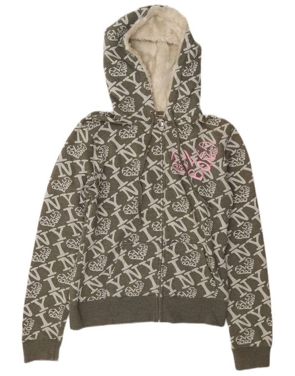Maglione con cappuccio e zip grafica da donna Billabong UK 18 XL Cotone verde