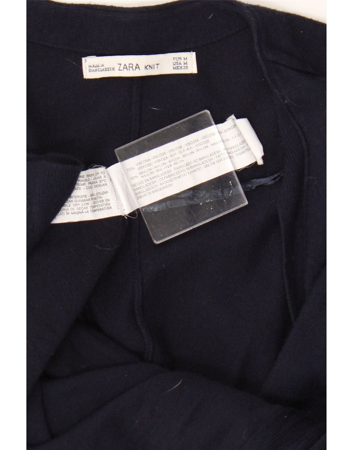 Maglione cardigan oversize con maniche a 3/4 da donna Zara UK 14 Blu navy medio