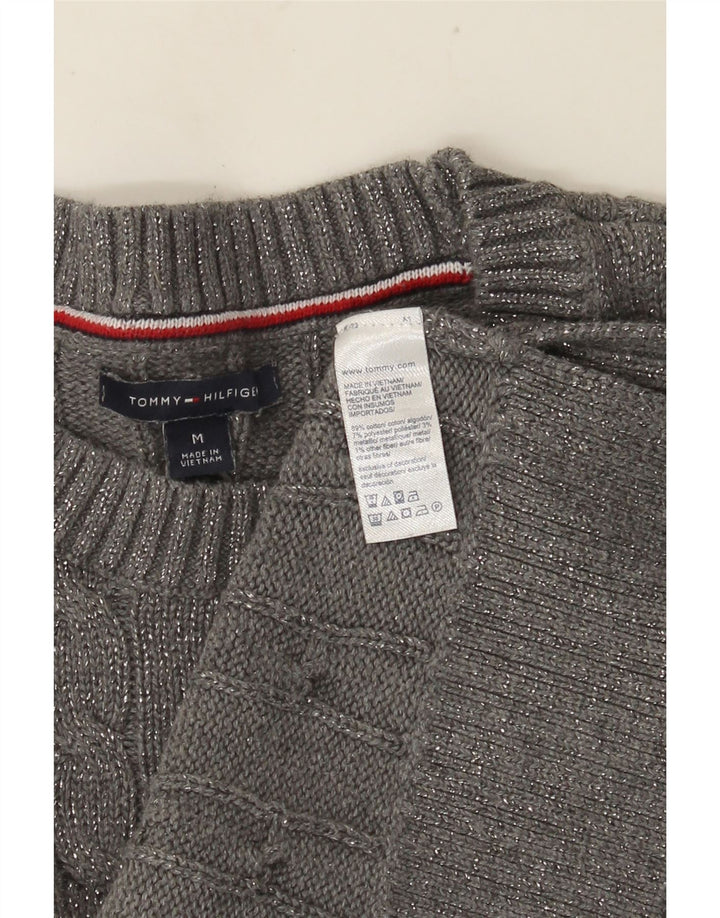 Maglione maglione girocollo da donna Tommy Hilfiger UK 14 Grigio medio chiazzato