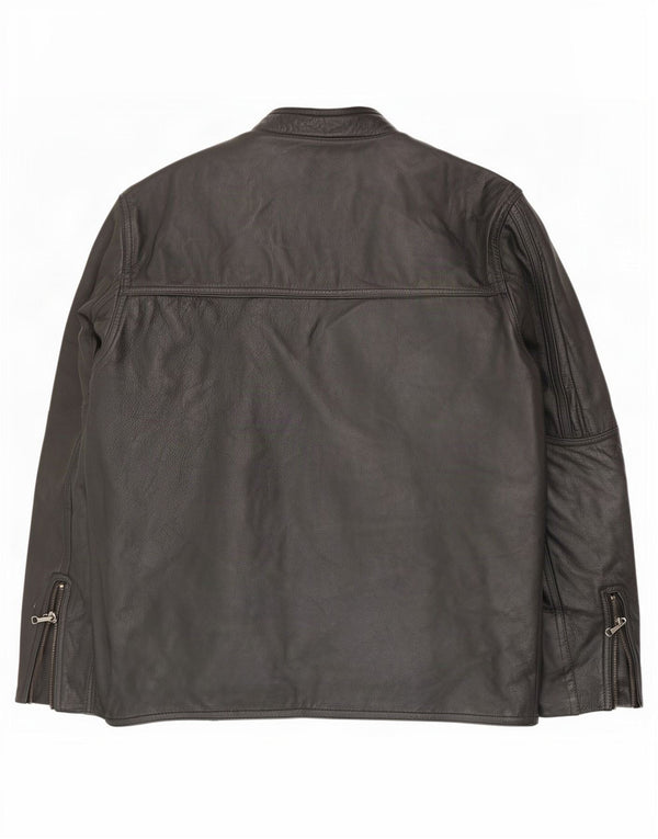 Giacca in pelle vintage da uomo UK 46 3XL nera