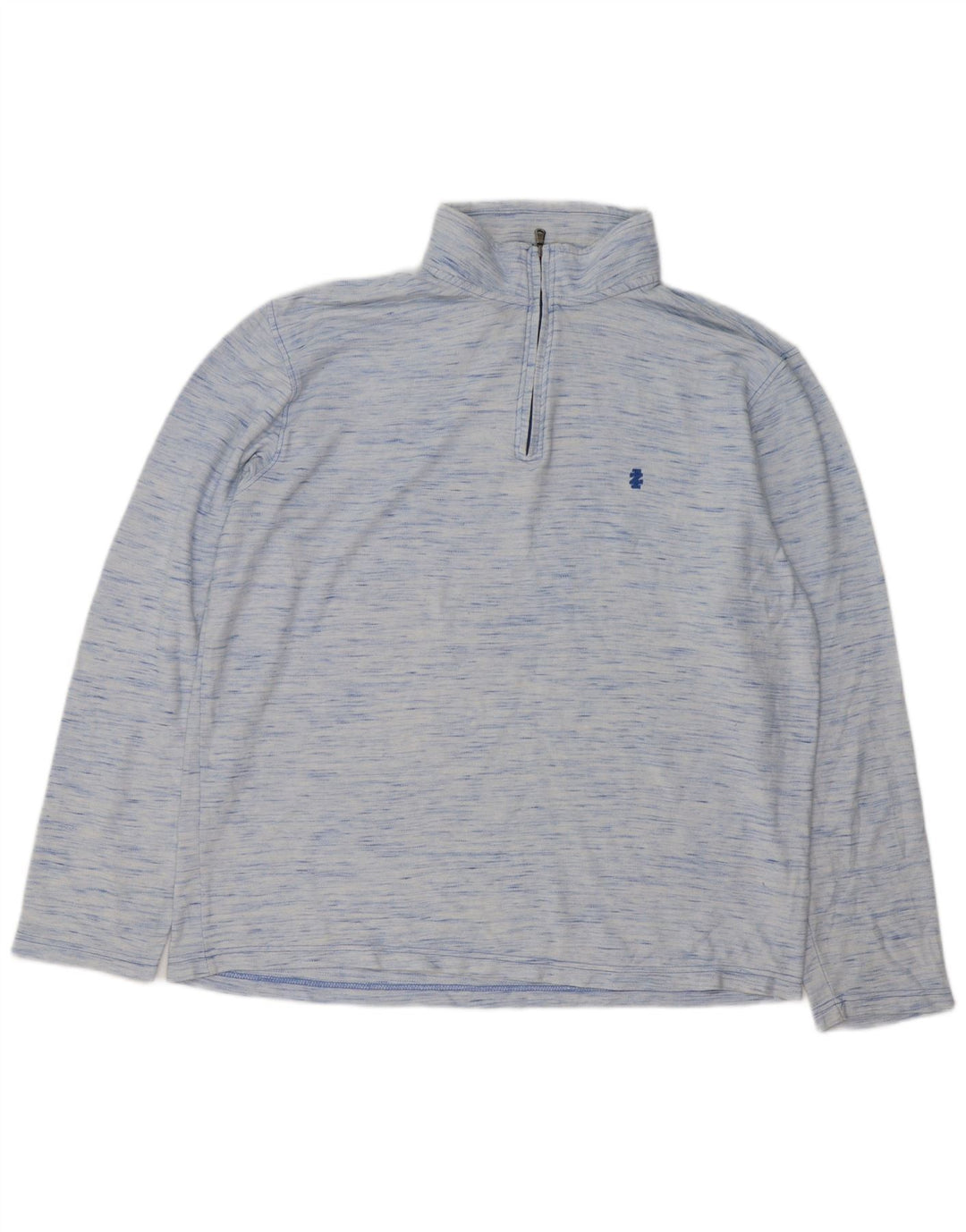 Tuta da uomo IZOD con zip e collo pullover Top XL in cotone chiazzato blu