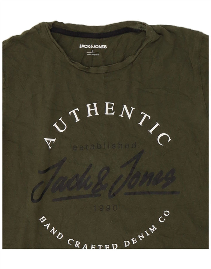 JACK & JONES Mens Graphic T-Shirt Top Medium Khaki Cotton Vintage Jack & Jones and Second-Hand Jack & Jones from Messina Hembry 