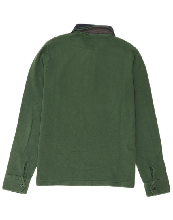 Polo da rugby da uomo a maniche lunghe Fred Perry, piccola, in cotone color block verde
