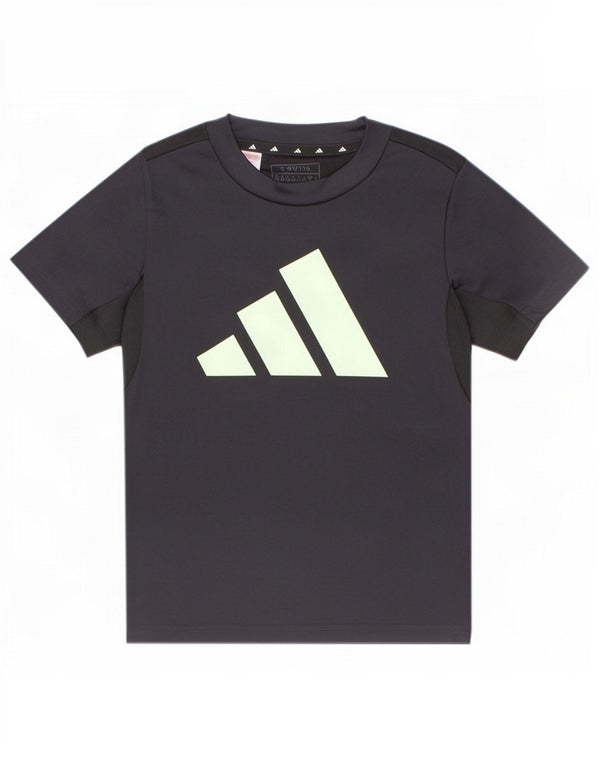 Adidas Boys Aeroready Graphic T-Shirt Top 5-6 Years Grey Polyester