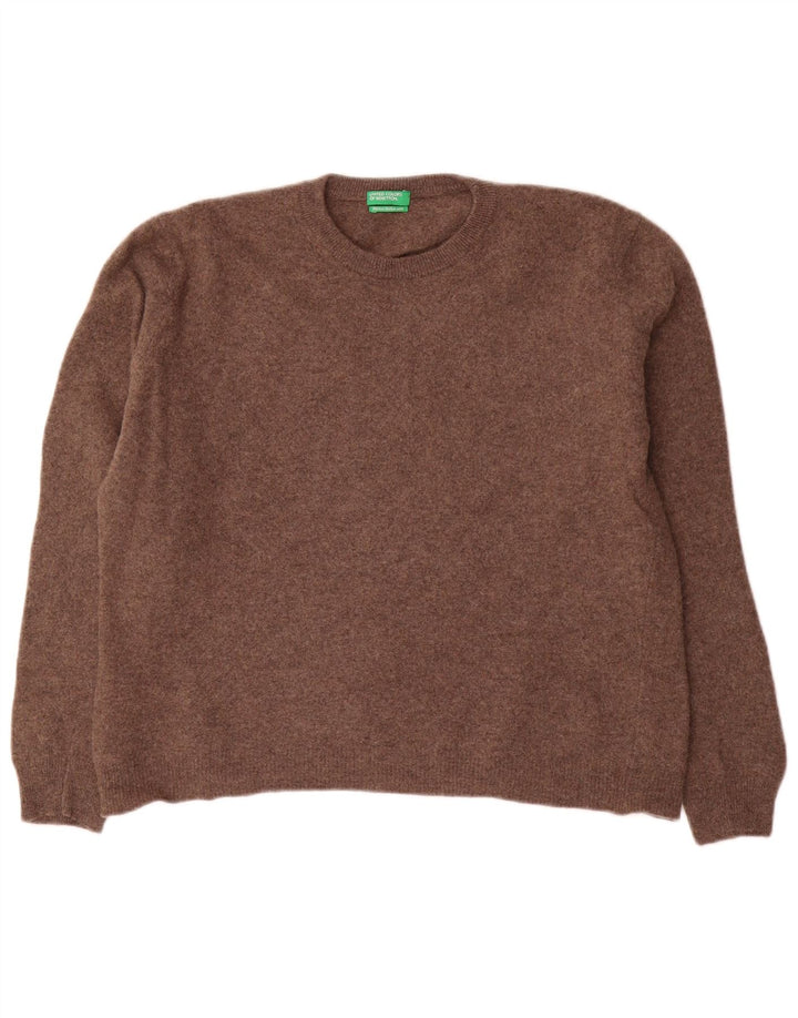 Maglione maglione girocollo da donna Benetton UK 12 Marrone medio