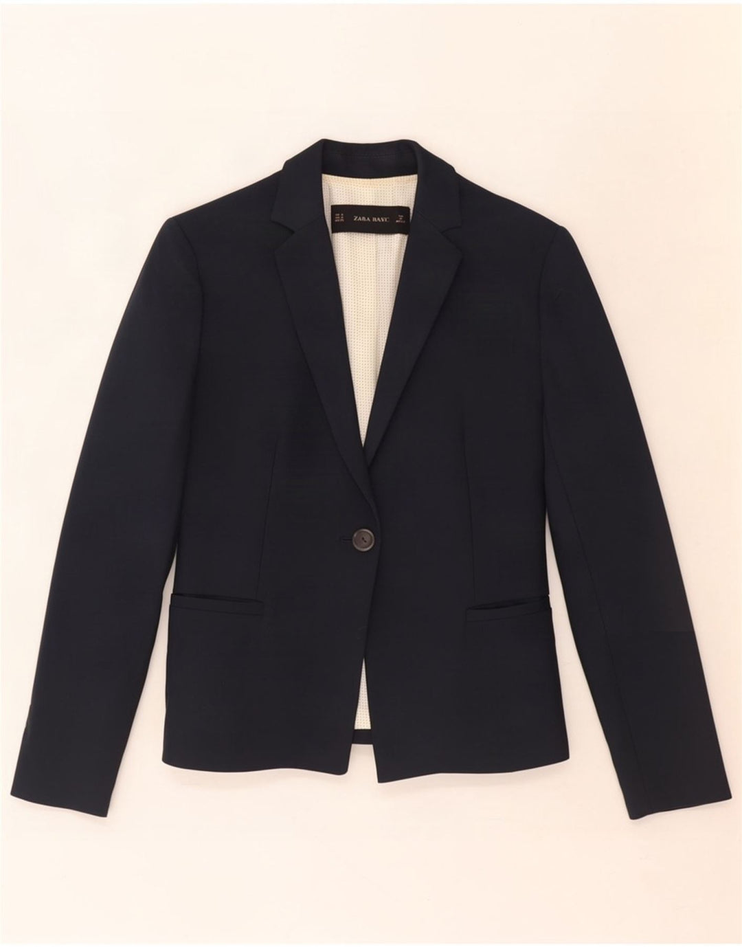 Giacca blazer a 1 bottone da donna Zara UK 12 cotone blu navy medio