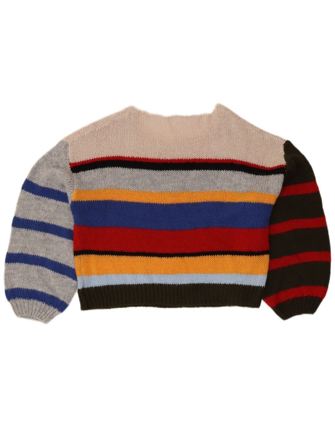 Maglione maglione con scollo a barca da donna VINTAGE UK 14 grande multicolore