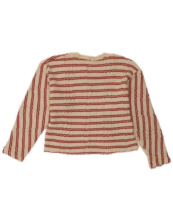 Maglione corto girocollo da donna Zara UK 12 a righe bianche medie