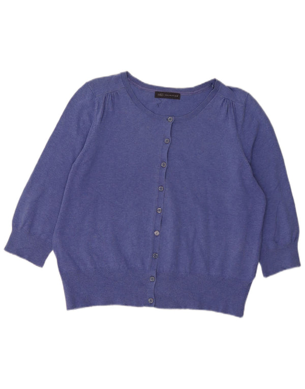 Maglione cardigan con maniche a 3/4 corto Marks & Spencer da donna UK 18 XL Blu