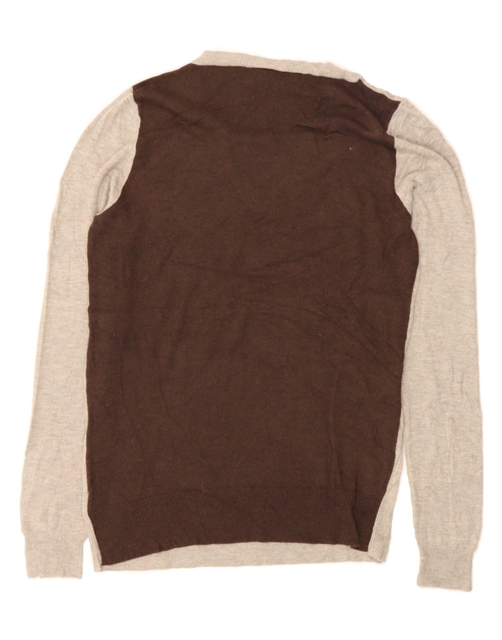 MOSSIMO Womens Crew Neck Jumper Sweater UK 14 Medium Grey Colourblock Vintage Mossimo and Second-Hand Mossimo from Messina Hembry 