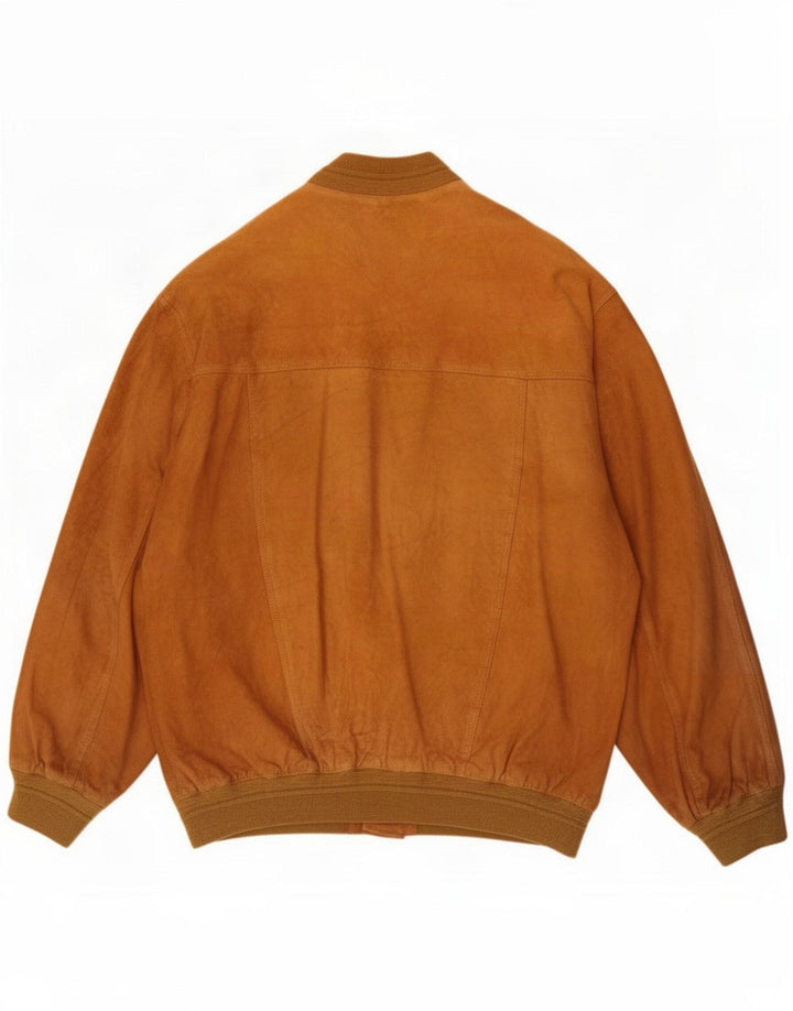 Giubbotto bomber vintage in pelle scamosciata da uomo IT 56 3XL in pelle marrone