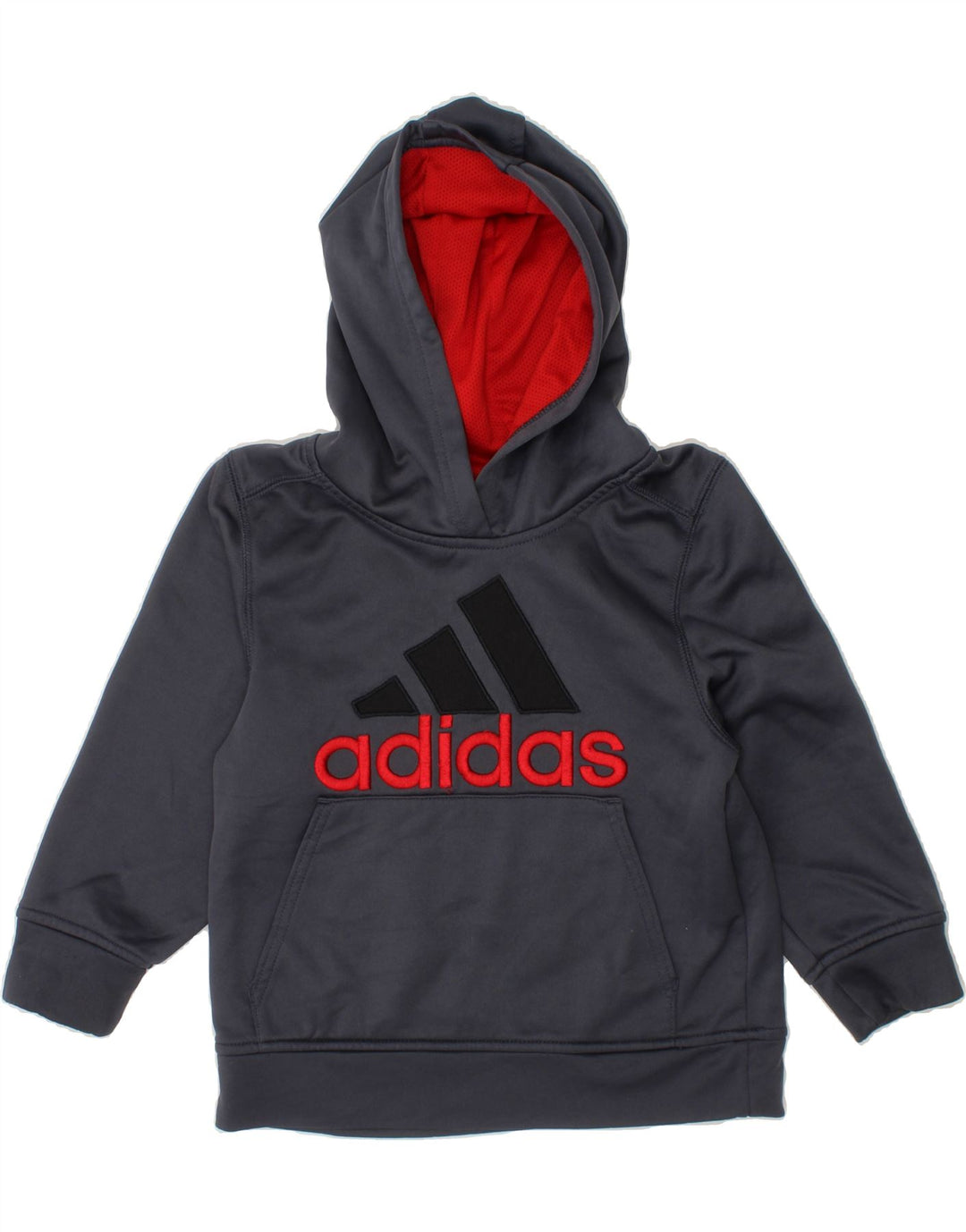 ADIDAS Boys Graphic Hoodie Jumper 5-6 Years Grey Polyester Vintage Adidas and Second-Hand Adidas from Messina Hembry 