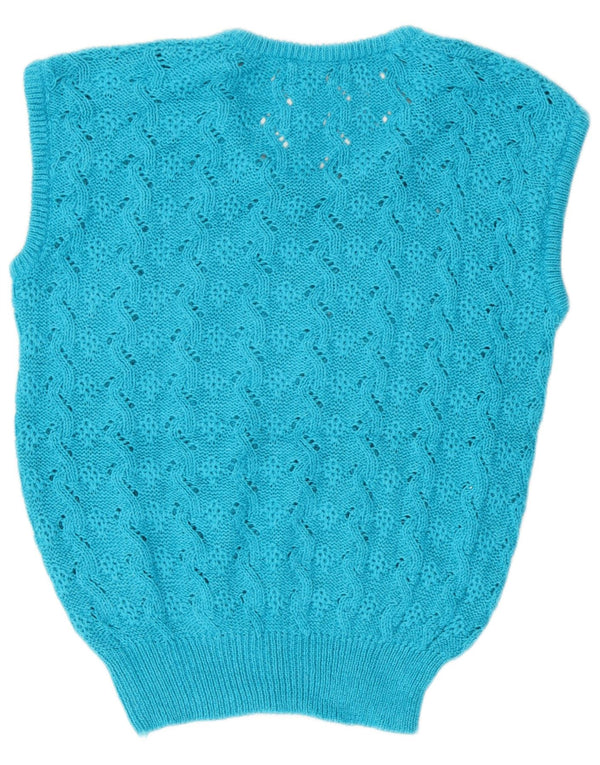 Canotta vintage da donna canotta UK 16 grande cotone blu