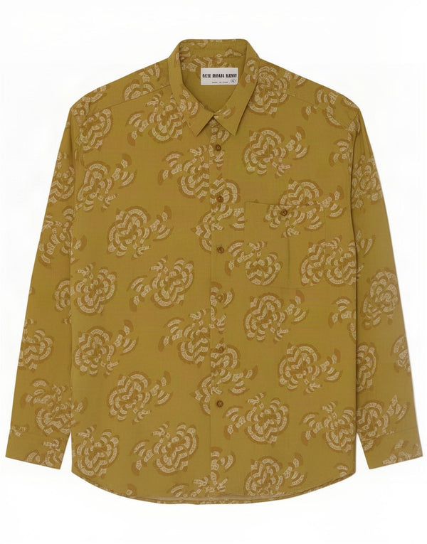 Camicia vintage da uomo XL in viscosa floreale verde