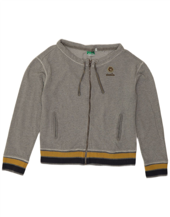Giacca da ginnastica corta da donna Diadora UK 14 Colorblock grigio medio