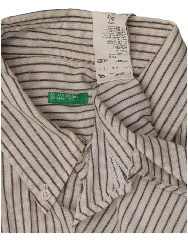 Camicia Uomo BENETTON 2XL Cotone Rigato Bianco