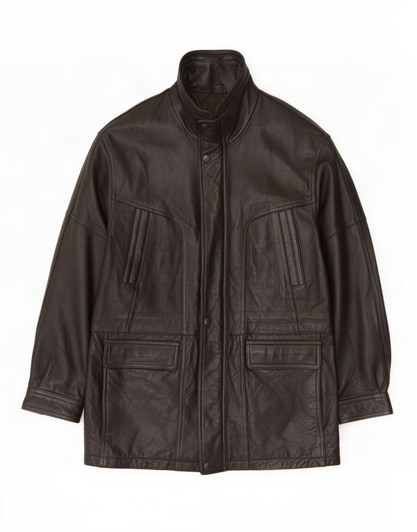 Kartel Mens Leather Coat UK 40 Large Brown