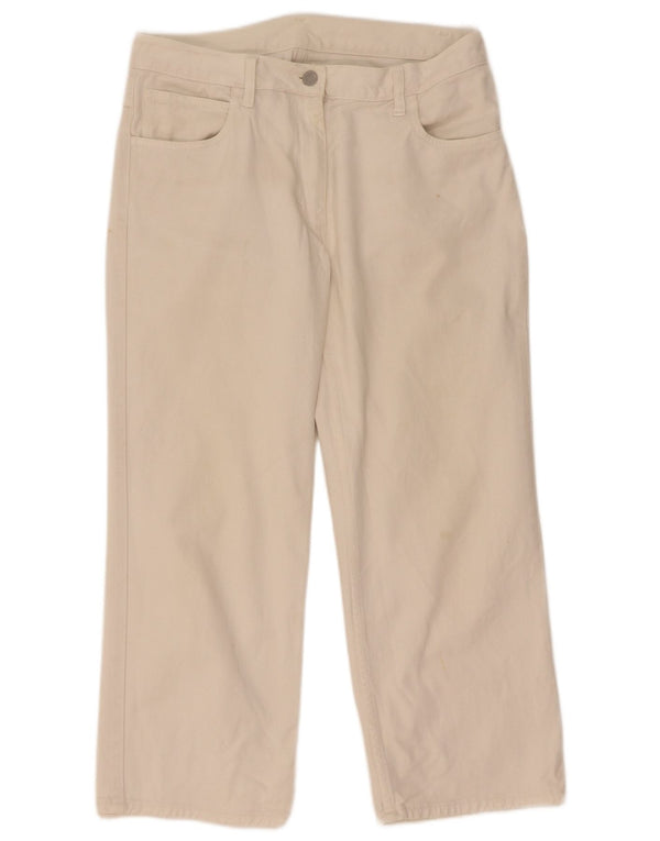 Pantaloni Cropped Dritti Donna Benetton IT 46 Large W32 L24 Cotone Bianco