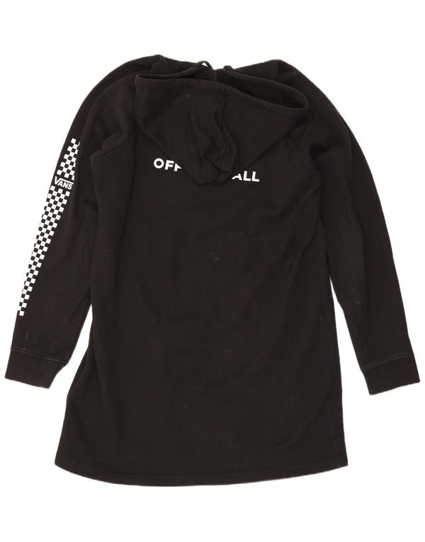 Vans Womens Longline Graphic Hoodie Jumper UK 14 Medium Black Cotton