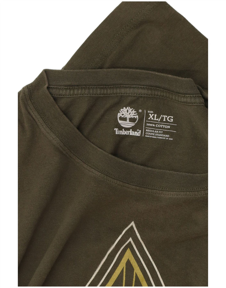 TIMBERLAND Top grafico da uomo vestibilità regolare manica lunga XL cotone kaki