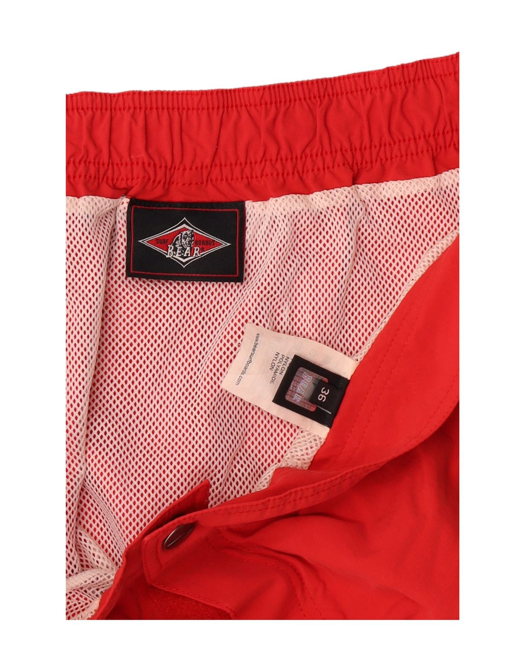 BEAR Mens Swimming Shorts Large  Red Polyamide Vintage Bear and Second-Hand Bear from Messina Hembry 