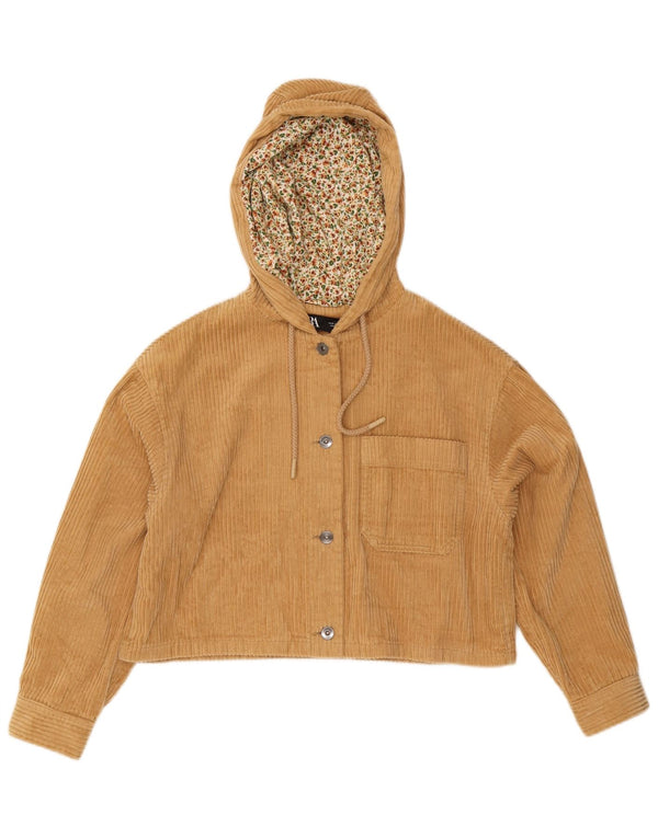 Giacca corta in velluto a coste oversize con cappuccio da donna Zara UK 10 piccola in cotone beige