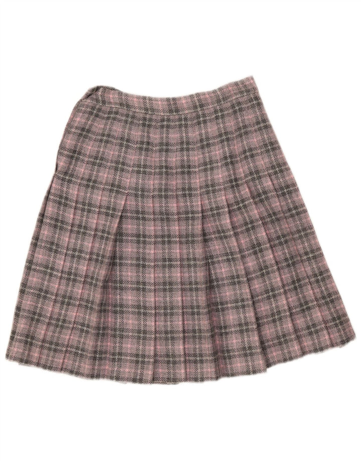 Gonna a trapezio da donna vintage W26 piccolo motivo a quadri rosa