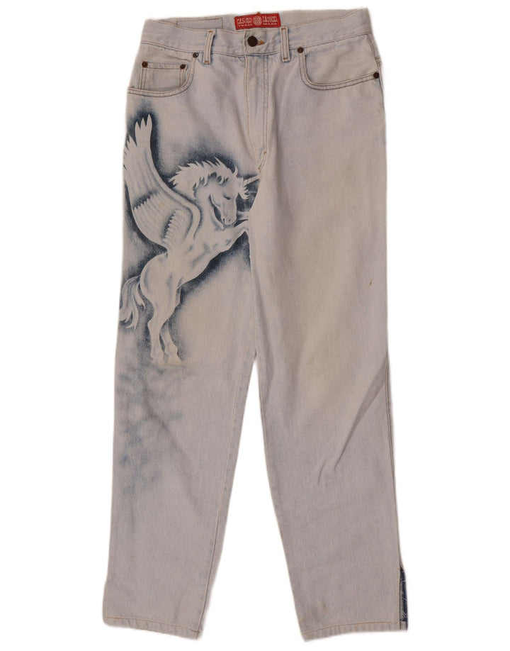 Jeans dritti con grafica da donna Cassuci W28 L28 Blu