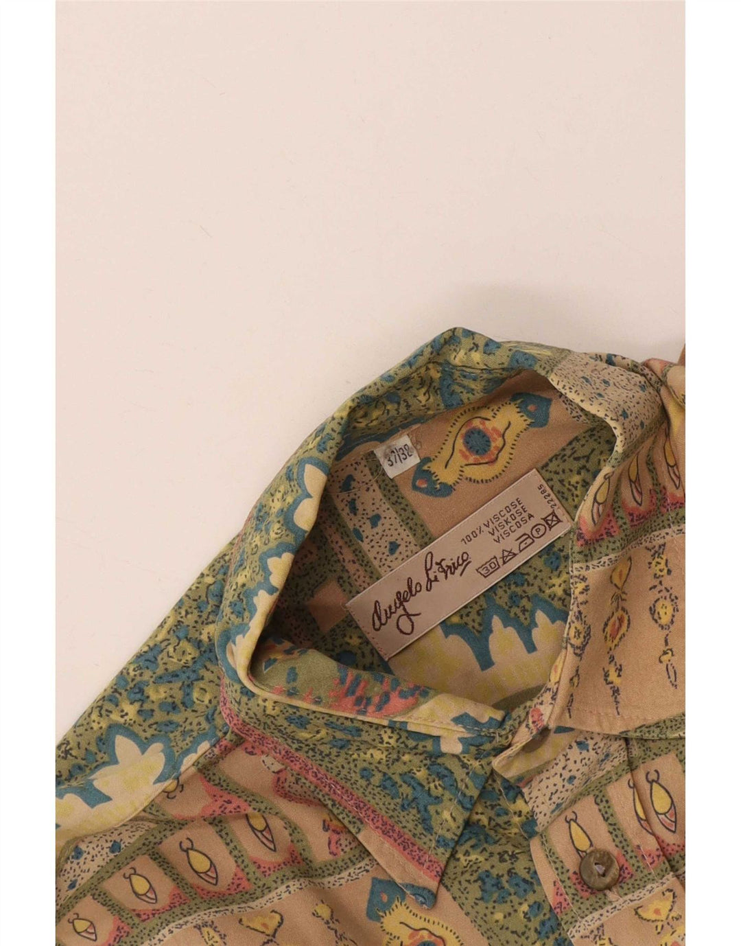 Camicia Uomo Angelo Litrico Taglia 37/38 Piccola Viscosa Paisley Beige