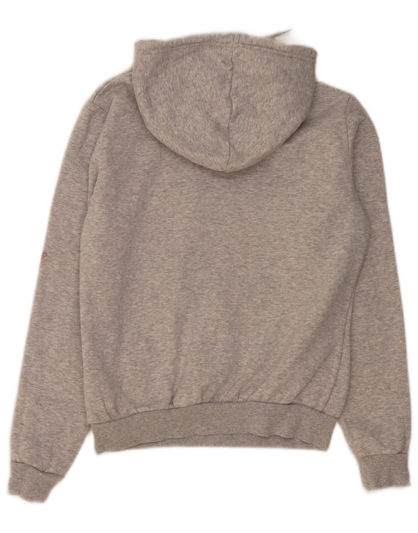 Felpa con cappuccio corta grafica da donna Puma UK 10 piccola in cotone chiazzato grigio