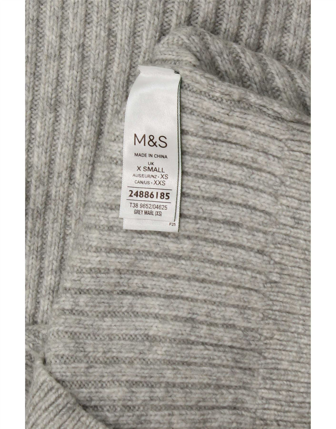 Maglione maglione girocollo da donna Marks & Spencer UK 6 XS poliestere grigio