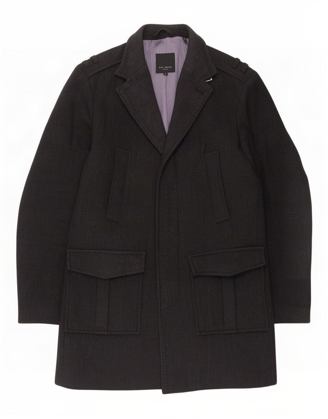 Cappotto militare da uomo Ted Baker taglia 4 grande in lana grigia