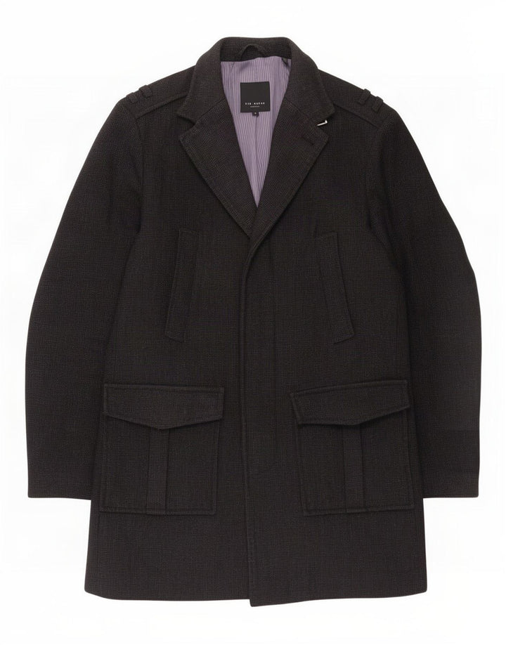 Cappotto militare da uomo Ted Baker taglia 4 grande in lana grigia