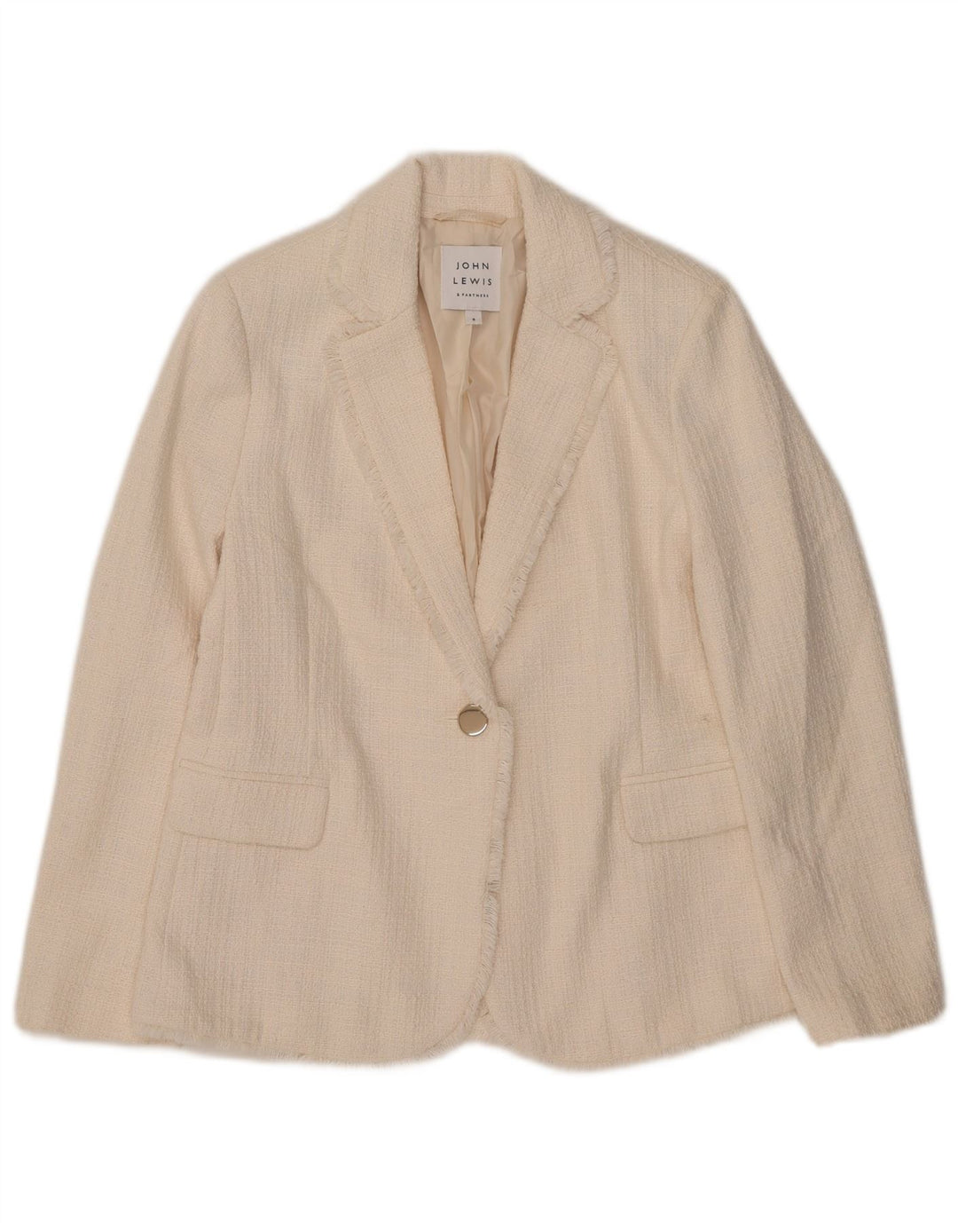 Giacca blazer da donna a 1 bottone John Lewis UK 10 piccola in cotone bianco