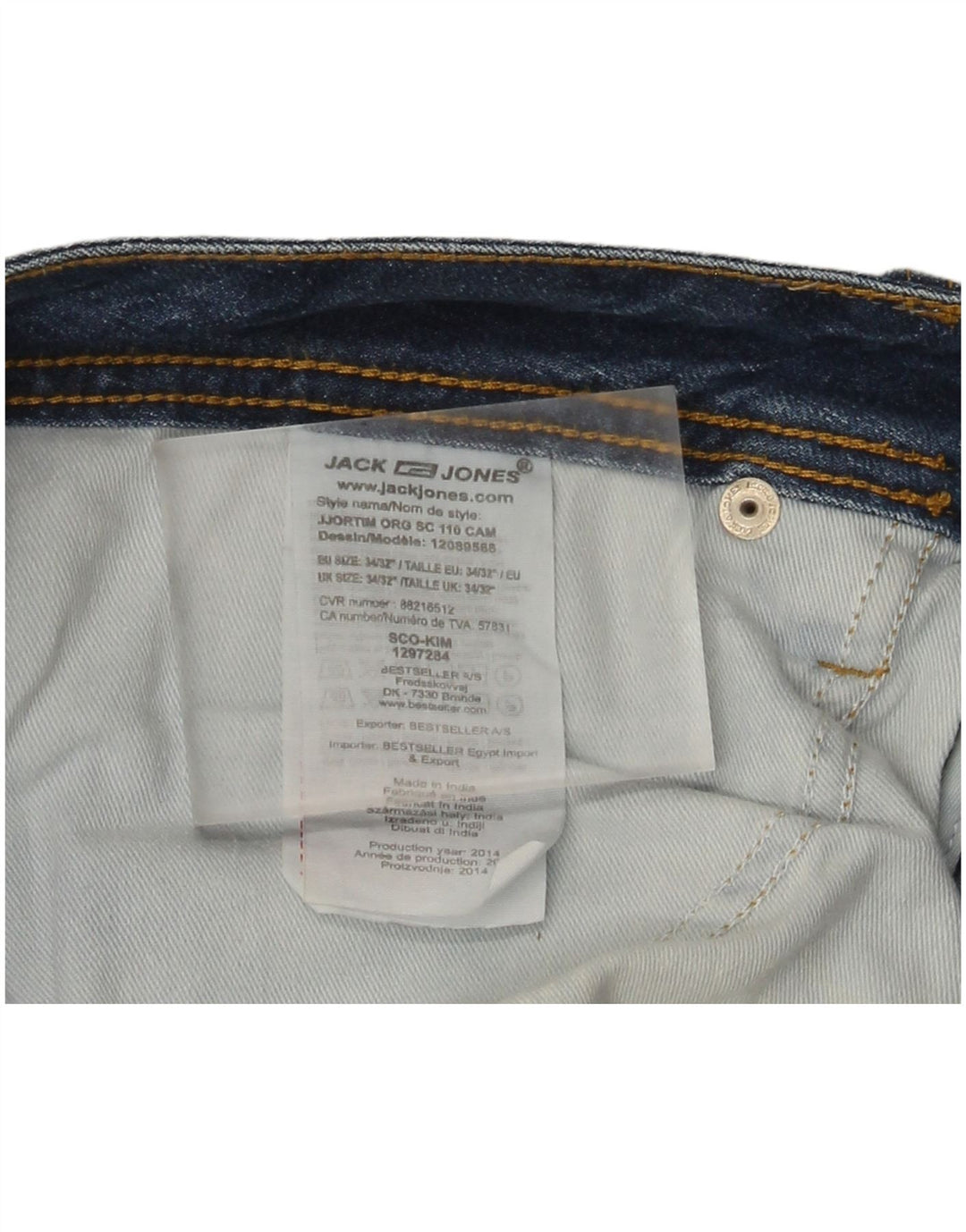 Jeans dritti invecchiati da uomo Jack & Jones W34 L32 cotone blu