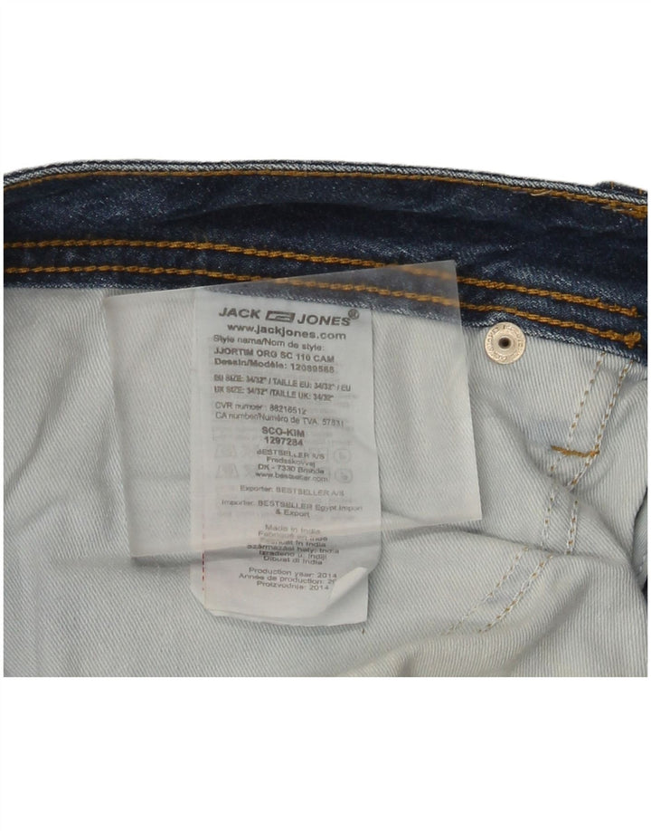 Jeans dritti invecchiati da uomo Jack & Jones W34 L32 cotone blu