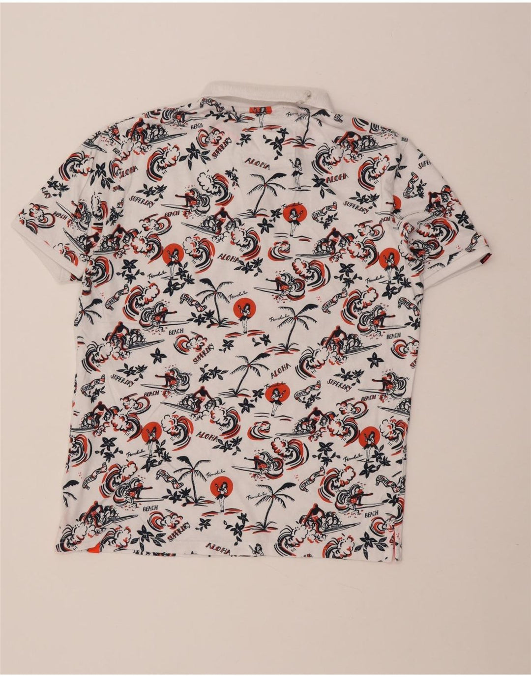 Polo hawaiana da uomo Superdry XL in cotone bianco