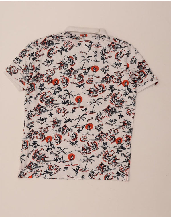 Polo hawaiana da uomo Superdry XL in cotone bianco