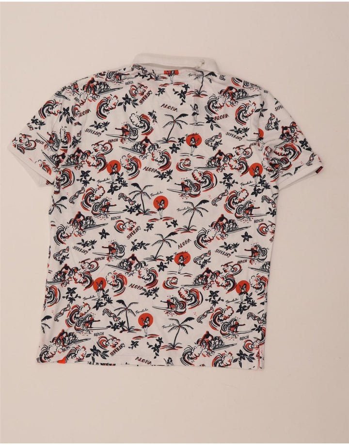 Polo hawaiana da uomo Superdry XL in cotone bianco