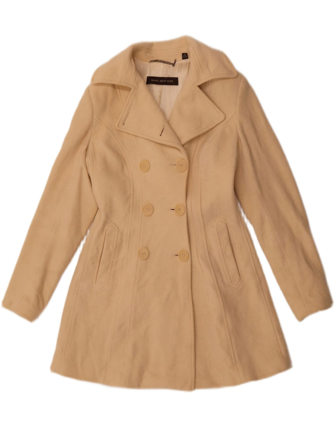 MARC NEW YORK Womens Double Breasted Coat UK 8 Small  Off White Wool Vintage Marc New York and Second-Hand Marc New York from Messina Hembry 