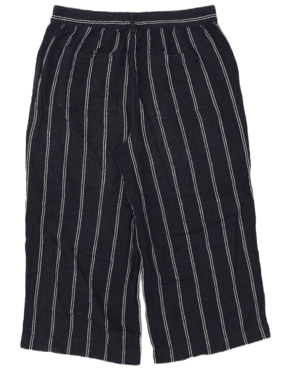 Pantaloni Capri da donna Marks & Spencer UK 14 Large W34 L23 Blu navy a righe